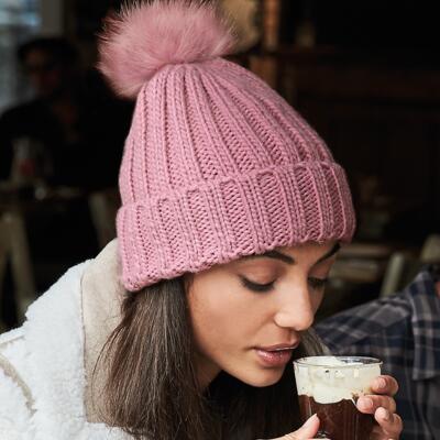 Beechfield Verbier Fur Pop Pom Beanie Thumbnail
