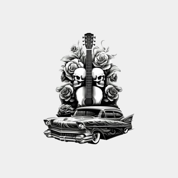 dia de muertos themed t shirt design creator with a chicano inspired car illustration 5925b Thumbnail