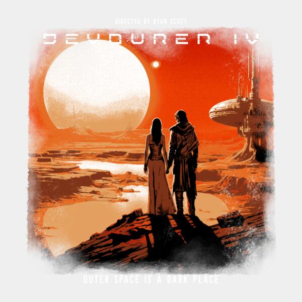 t shirt design template featuring a creature with a macabre mask inspired by a 90s alien movie 6065n  19  Thumbnail