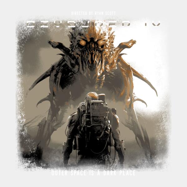 t shirt design template featuring a creature with a macabre mask inspired by a 90s alien movie 6065n  20  Thumbnail