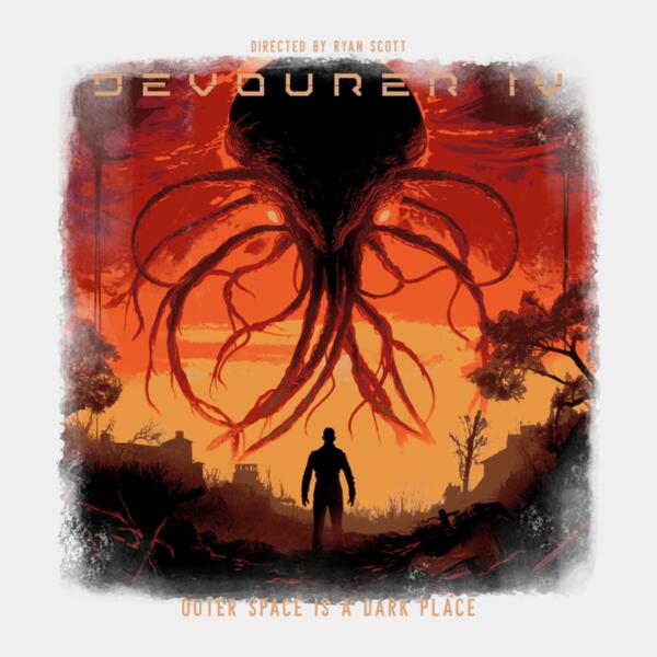 t shirt design template featuring a creature with a macabre mask inspired by a 90s alien movie 6065n  5  Thumbnail